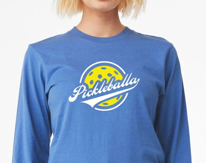LONG SLEEVE “Pickleballa” Swash Logo Pickleball T-Shirt - original Pickleballa design!  Makes a great pickleball gift!