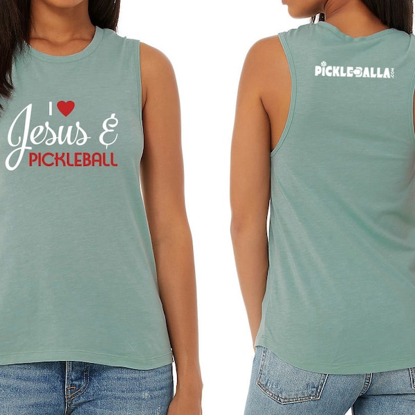 Women's Pickleball Tank Top - "I Love Jesus & Pickleball" - original PICKLEBALLA design!