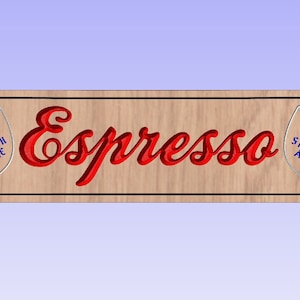 Espresso with two cups- crv3d, crv, dxf, ai, svg, eps, pdf, Aspire file, Vcarve Pro file, Vcarve. CNC router, Plasma, Laser