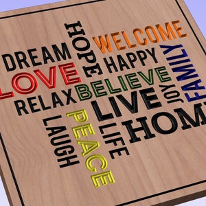Family Word Art - crv3d, crv, dxf, ai, svg, eps, pdf, Aspire file, Vcarve Pro file, Vcarve. CNC router, Plasma, Laser