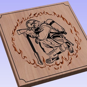 Kneeling Firefighter - crv3d, crv, dxf, ai, svg, eps, pdf, Aspire file, Vcarve Pro file, Vcarve. CNC router, Plasma, Laser