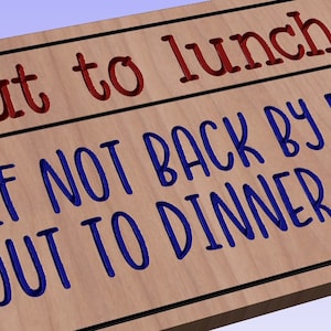 Out to Lunch - crv3d, crv, dxf, ai, svg, eps, pdf, Aspire file, Vcarve Pro file, Vcarve. CNC router, Plasma, Laser