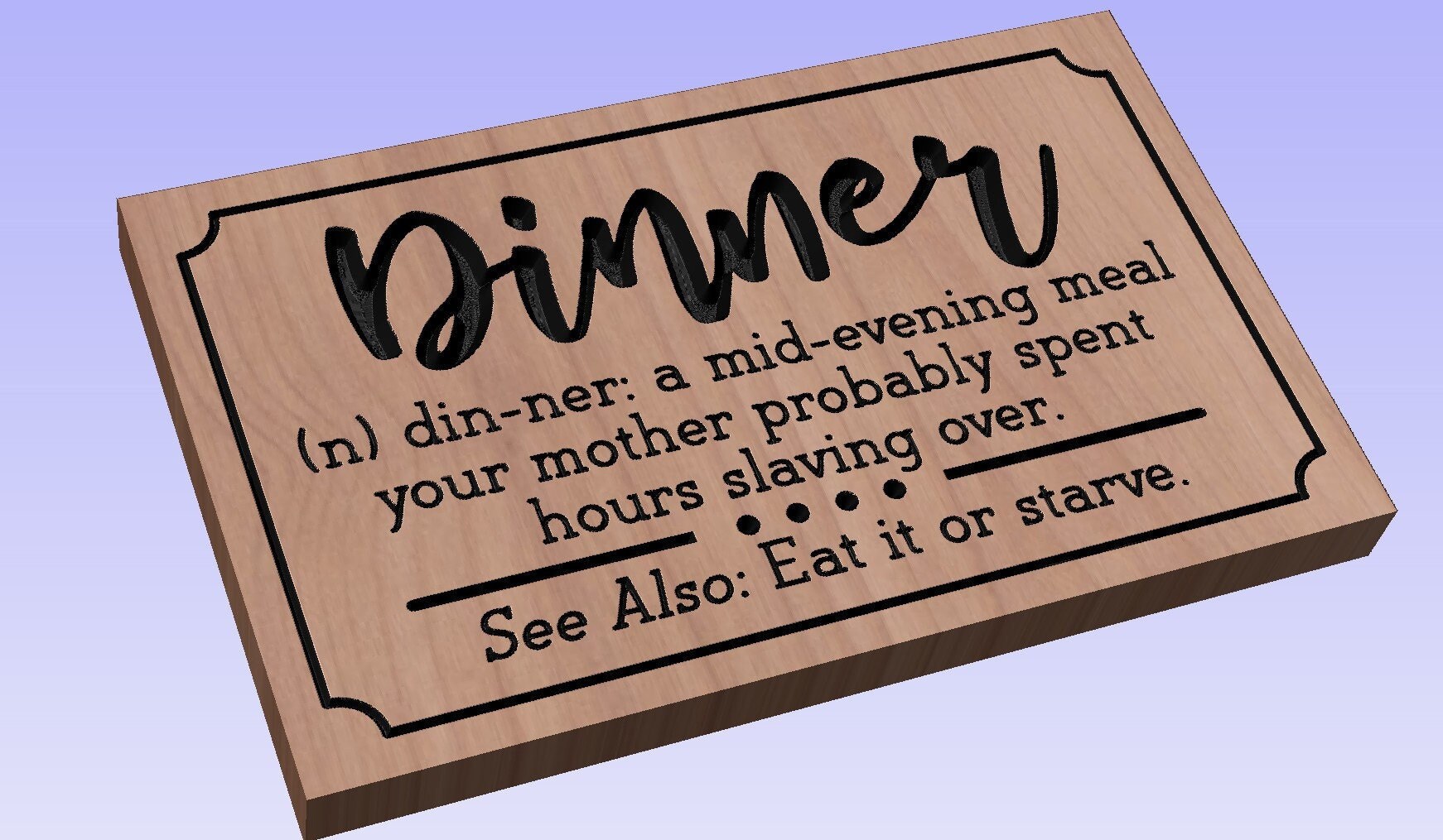 Dinner Definition Crv3d, Crv, Dxf, Ai, Svg, Eps, Pdf, Aspire File