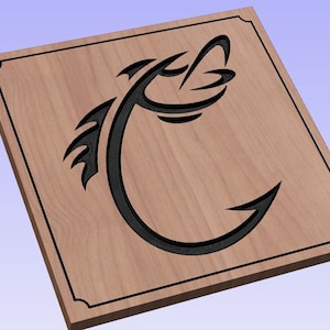 Fish Hook Design, - crv3d, crv, dxf, ai, svg, eps, pdf, Aspire file, Vcarve Pro file, Vcarve. CNC router, Plasma, Laser