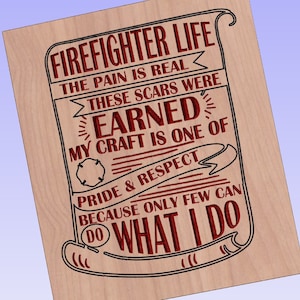 Firefighter Life - crv3d, crv, dxf, ai, svg, eps, pdf, Aspire file, Vcarve Pro file, Vcarve. CNC router, Plasma, Laser