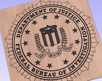 Federal Bureau of Investigation FBI Seal - crv3d, crv, dxf, ai, svg, eps, pdf, Aspire file, Vcarve Pro, Vcarve. CNC router, Plasma, Laser