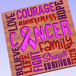 Cancer Subway Art - crv3d, crv, dxf, ai, svg, eps, pdf, Aspire file, Vcarve Pro file, Vcarve. CNC router, Plasma, Laser