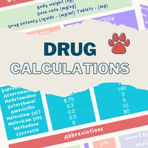 Drug Dosage Calculations Veterinary Nursing Student Study Revision Notes Digital Download PDF