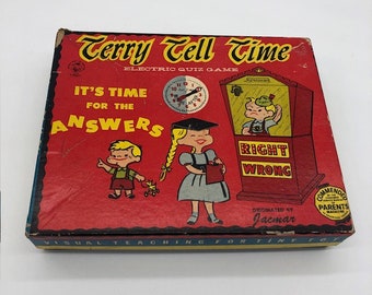 Rare, vintage 1958 Jacmar Terry Tell Time Electronic Quiz game #437