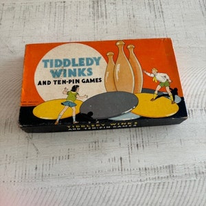 Rare, vintage (c) 1950s Whitman Tiddledy Winks and Ten-Pin Games