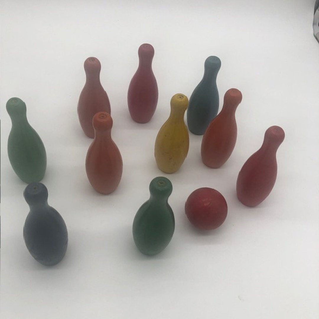 Vintage C 1950's Wooden Ten Pin Bowling Set Etsy