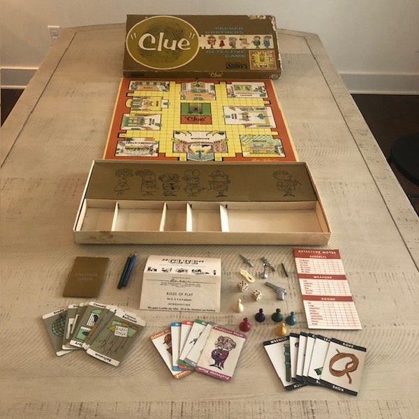 Vintage, Rare 1963 Parker Brothers "Clue" Detective Game