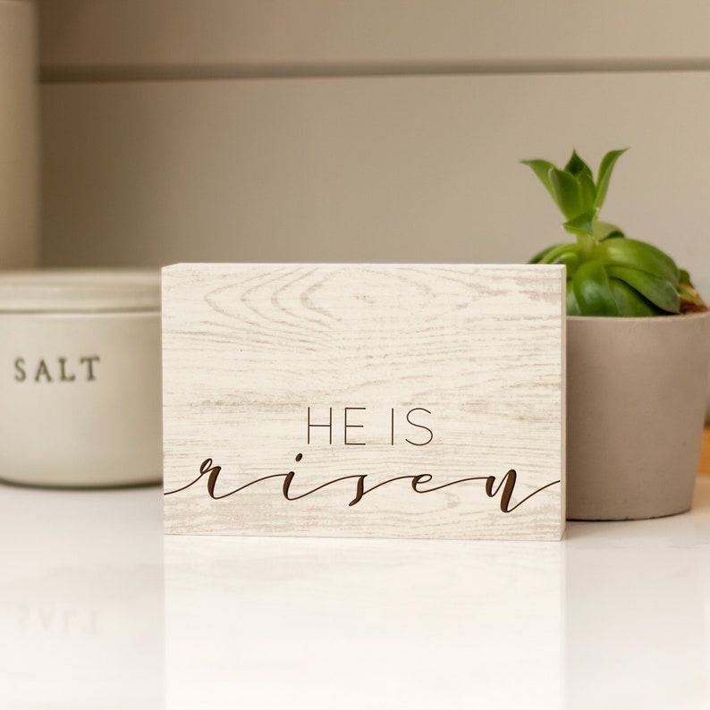 He is Risen Block Sign Etsy