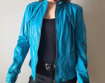 teal blue jacket