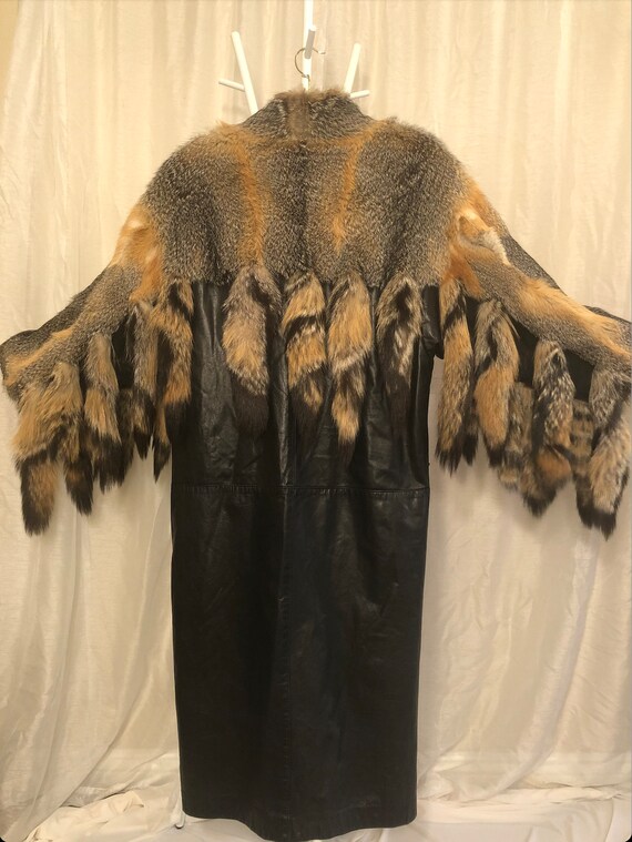 Fox Fur and Fox Tail Leather Coat Made for David … - image 3