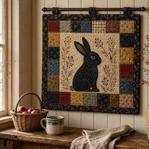 Autumn Mischeif Quilt Pattern PDF | Autumn Mischief Rabbit Wall Hanging | Appliqué and Embroidery Sewing Pattern