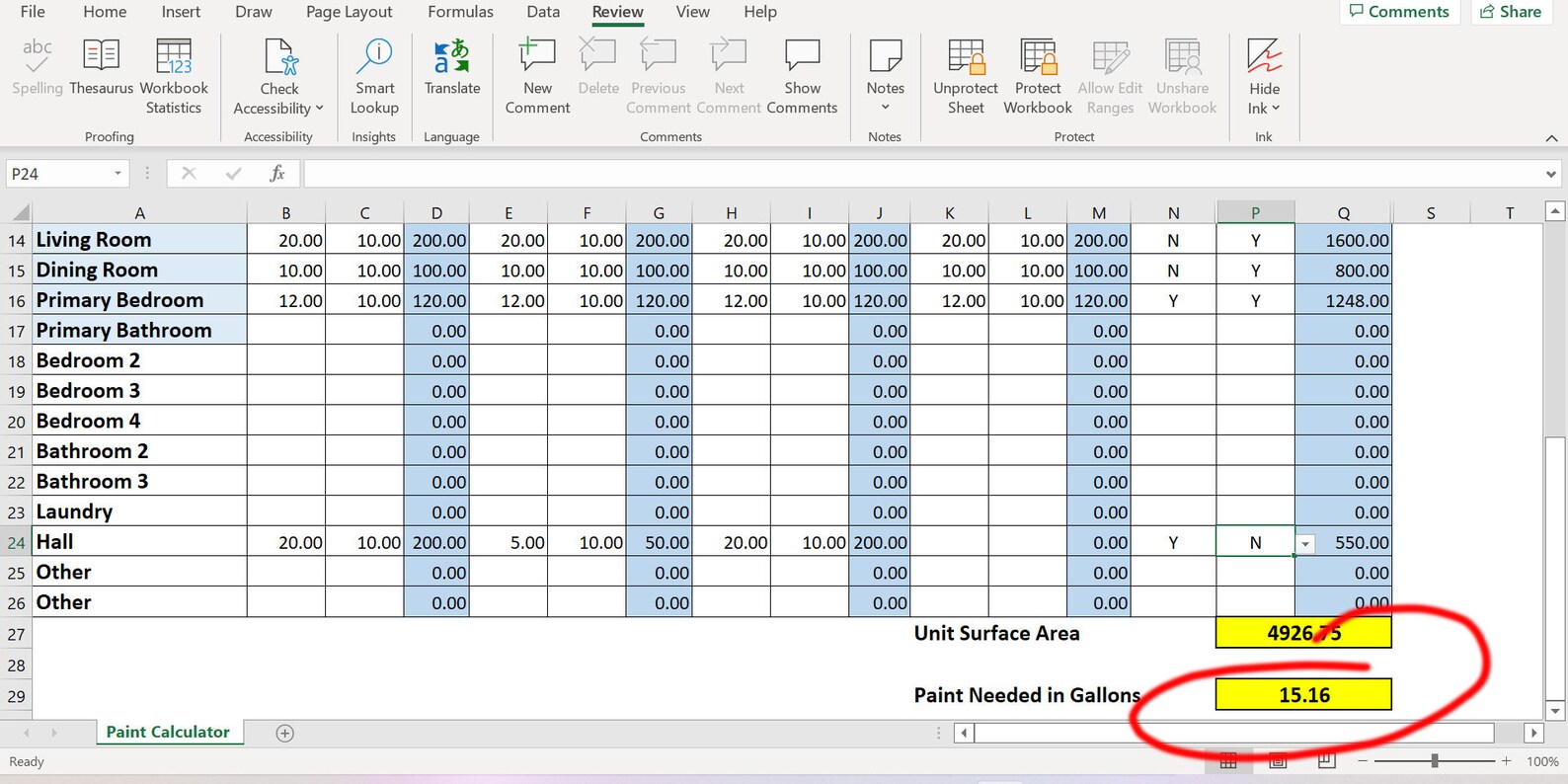 Paint Calculator Excel Paint Calculator Property Management Apartment