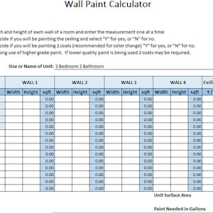 Paint Calculator | Excel Paint Calculator | Property Management | Apartment Management | Paint | Maintenance | Student Housing | Turn