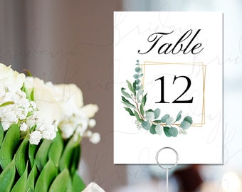 Eucalyptus Table Numbers Digital Download, Wedding Table Numbers, Rustic Table Numbers, Elegant Wedding Table Numbers, 5x7