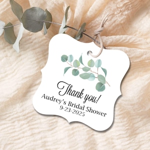 Eucalyptus Thank you favor tag, Greenery Bridal Shower Favor Tags, Botanical Baby Shower Tags, Succulent Thank you tags, 2&quot; square tag