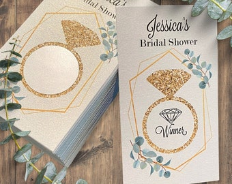 Gold and Greenery Scratch Off Game, Eucalyptus Bridal Shower Scratcher Game
