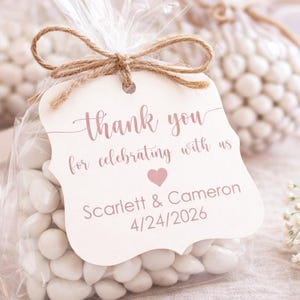 Thank you favor tag, Thank you for celebrating with us Wedding Tag, Favor, Bridal Shower, Baby Shower, Thank you tag, 2" square tag