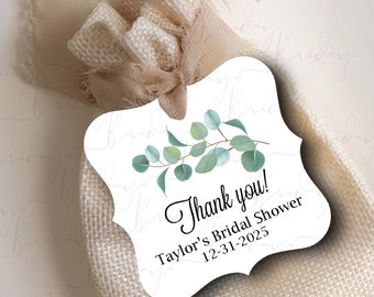 Eucalyptus Thank you favor tag, Greenery Bridal Shower Favor Tags, Botanical Baby Shower Tags, Succulent Thank you tags, 2" square tag