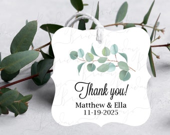 Eucalyptus Thank you favor tag, Greenery Wedding Favor Tags, Botanical Baby Shower Tags, Succulent Thank you tags, 2" square tag