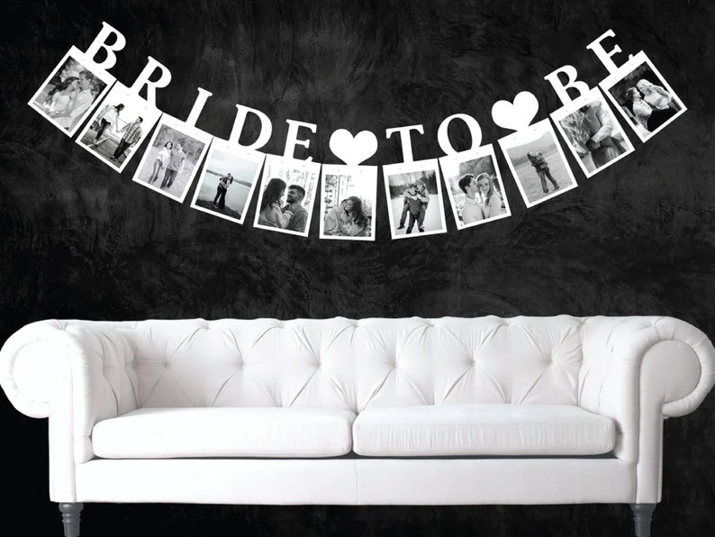 Bride To Be Photo Banner / Bachelorette Party Decorations / Bridal Shower Decor White Cardstock