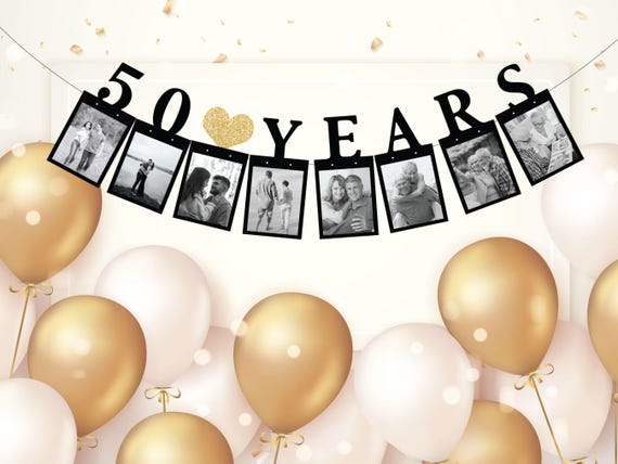 Anniversary Photo Banner, 50 Years Anniversary Party, Party Decorations, Anniversary Party Decorations