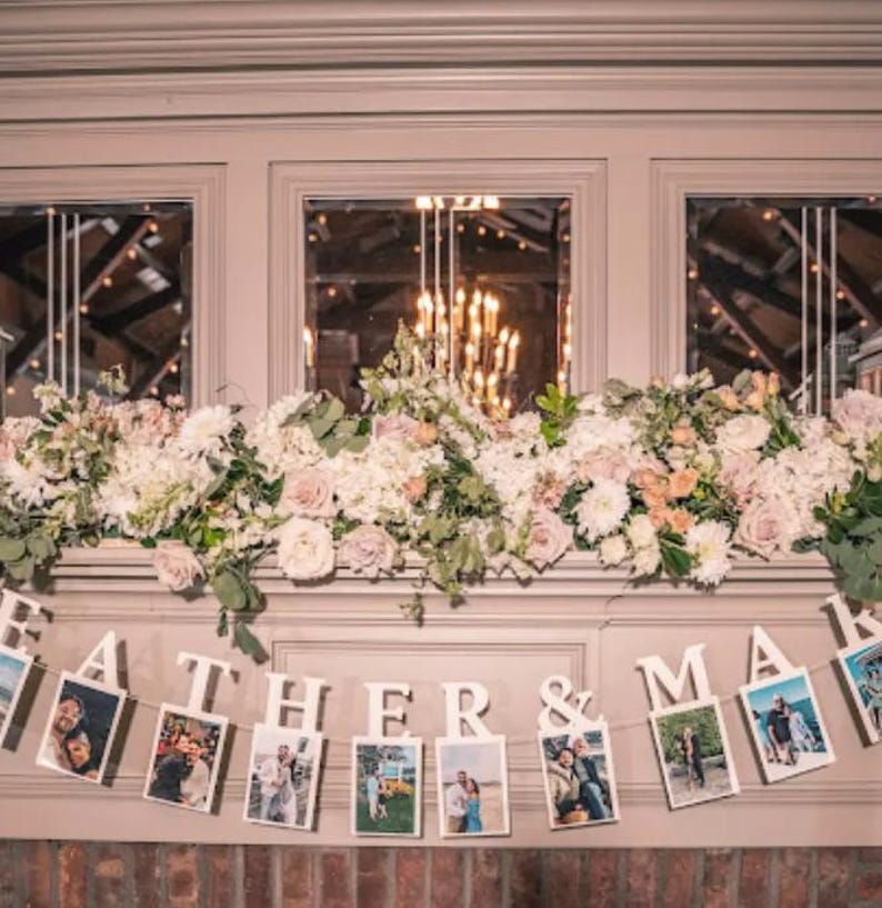 First Name Photo Banner / Bachelorette Party Decorations / Bridal Shower Decor Ivory