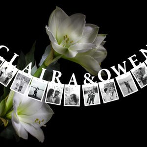 First Name Photo Banner / Bachelorette Party Decorations / Bridal Shower Decor White