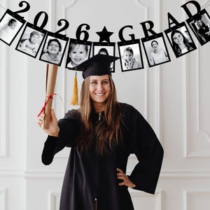 2026 Graduation Photo Banner, 2026 Grad Party Decoration, Graduation Decor 2026, 4x6 Graduation Photo Holder Banner, Graduation Year Banner