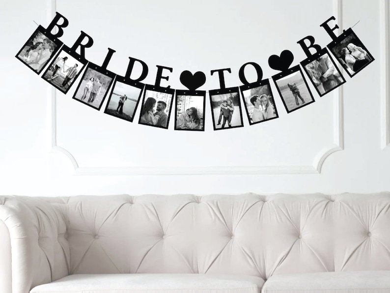 Bride To Be Photo Banner / Bachelorette Party Decorations / Bridal Shower Decor Black Cardstock