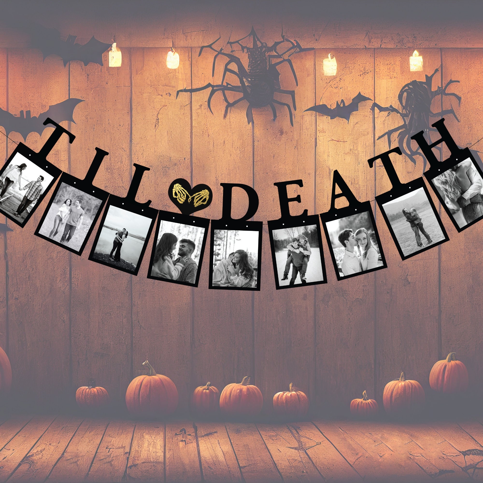 Til Death Skeleton Holding Hands Photo Banner Bride To Be Photo Banner Halloween Bridal Shower Decorations Bridal Shower Decor