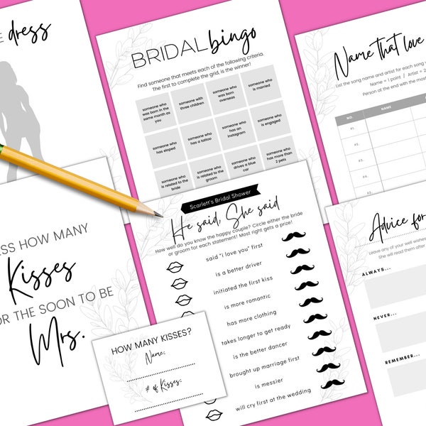 Bridal Shower Games Printable - Etsy