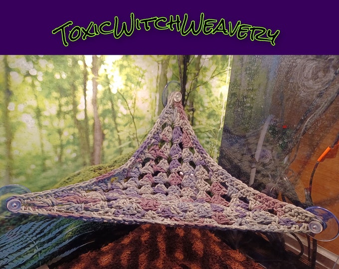 Featured listing image: Reptile Corner Hammock, Personalize Size and Color! | Handmade Cotton Reptile Décor