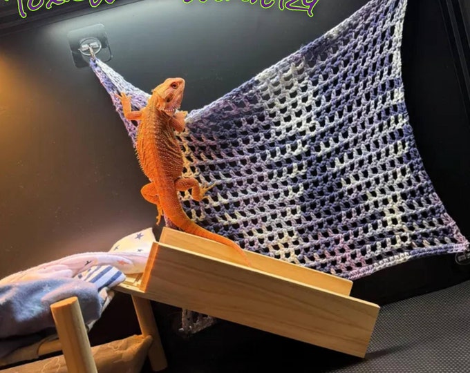 Featured listing image: Reptile Climbing Wall | Custom and Standard Sizes | 100% Cotton Crochet | Handmade Reptile Accessories