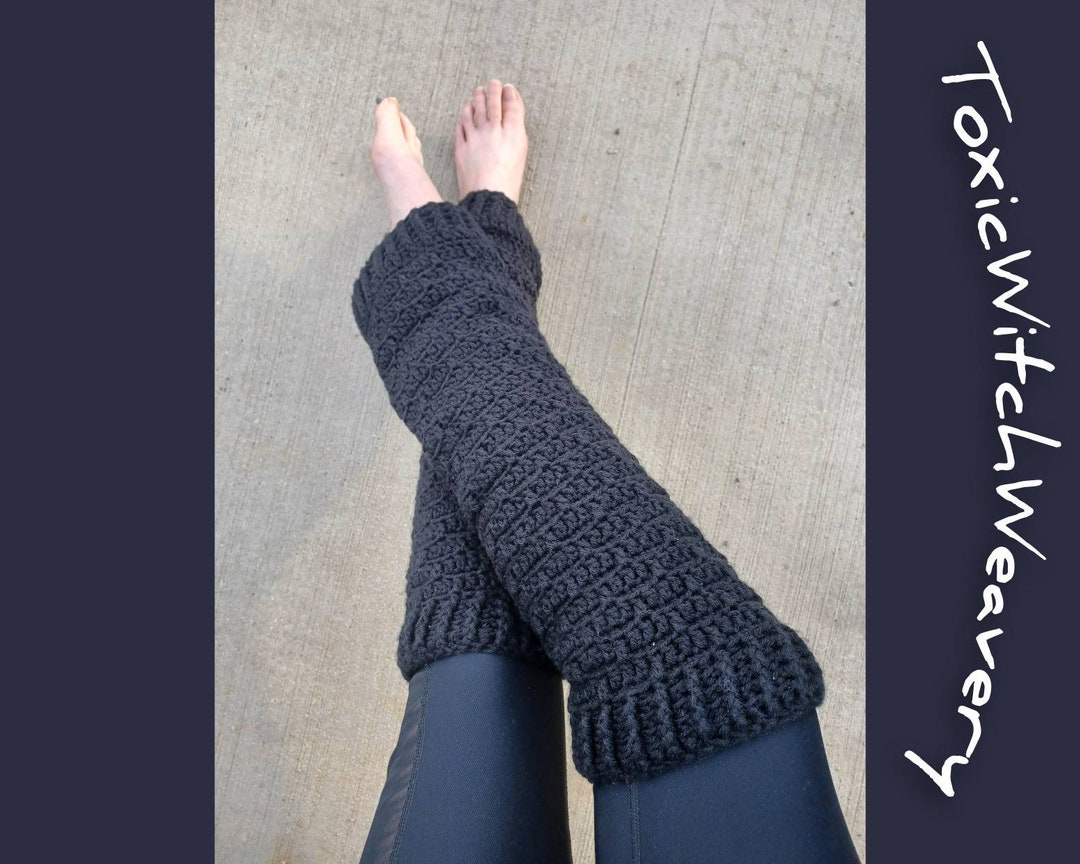 Slouchy Leg Warmers Solid Black Handmade Crochet 80s Etsy