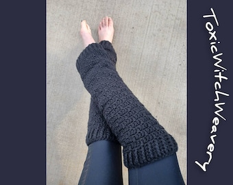 Slouchy Leg Warmers - Solid Black | Handmade Crochet Gift | 80s Fashion | Ballet Wear |