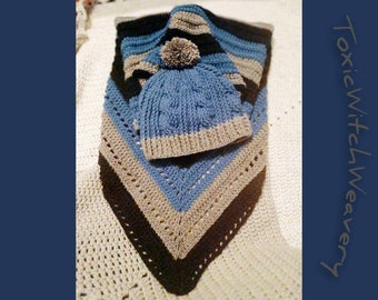 Hooded Scarf and Hat Set | Wizard House Theme Gift | Winter Wear | Wild Oleander Hooded Scarf | Cable Twist Hat | Handmade Crochet Warm