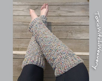 Slouchy Leg Warmers - Gray Rainbow Tweed | Handmade Crochet Gift | 80s Fashion | Ballet Wear |