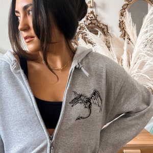 Flying Dragon Zip Hoodie, Gamer hoodie, Fantasy lover sweatshirt, gift for gamer, fantasy bookish sweatshirt, zip sweater for gamer