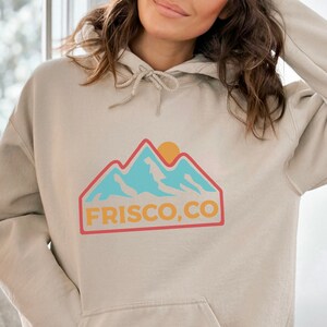 Frisco Colorado Retro Mountain Hoodie Sweatshirt, Frisco Colorado, Copper Mountain, Keysone, White River National Forest, Skiing Sweatshirt