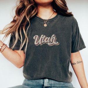 Utah Retro Script Comfort Colors Vintage Inspired T-Shirt, Utah Pride Shirt, Utah State Tee, Utah College Student Gift