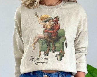 Krampus Ugly Christmas Sweater, Gruss vom Crampus Sweatshirt, Greetings from Krampus, Folklore Christmas, Europe, Germany Christmas Shirt