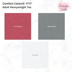 May include: Three fabric swatches showing the colours crimson, granite, and white. The swatches are labelled with the colour names.
