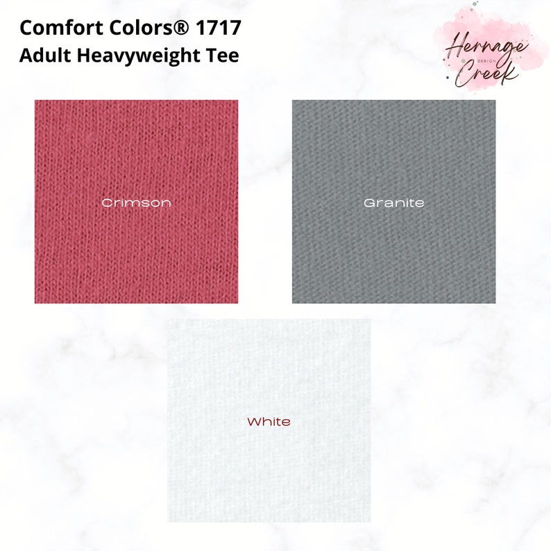 May include: Three fabric swatches showing the colours crimson, granite, and white. The swatches are labelled with the colour names.