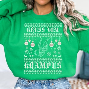 Krampus Ugly Christmas Sweater, Gruss vom Crampus Sweatshirt, Greetings from Krampus, Folklore Christmas, Europe, Germany Christmas Shirt