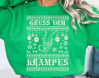 Krampus Ugly Christmas Sweater, Gruss vom Crampus Sweatshirt, Greetings from Krampus, Folklore Christmas, Europe, Germany Christmas Shirt